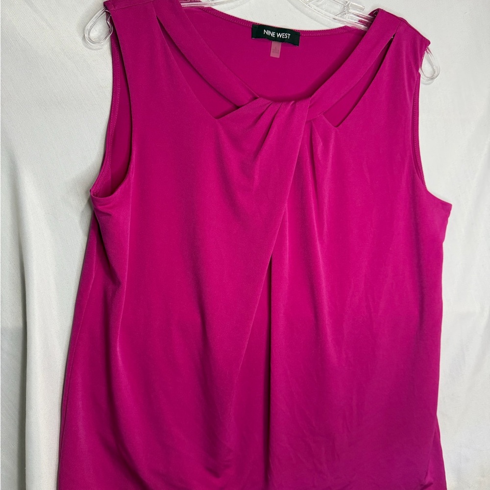 Nine West Fuchsia Sleeveless Blouse - Size L